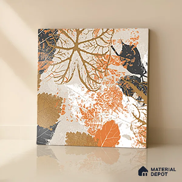 Floral Wall Tile TL 07248 B Plana 8002 GLM (Gold) 1 ft x 1 ft Ceramic Matte Finish - 9 mm  | 2 mm Spacer is Mandatory | Please Expect a Slight Variation of Pattern (Sample)